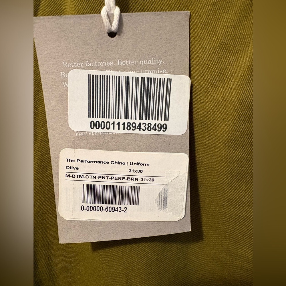 NWT Everlane Performance Chino Slim fit Uniform olive 31 x 30 - Picture 6 of 8